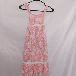 Haute Hippie Pink Pleated Maxi Sundress Girls Size 7 Boho Cottagecore